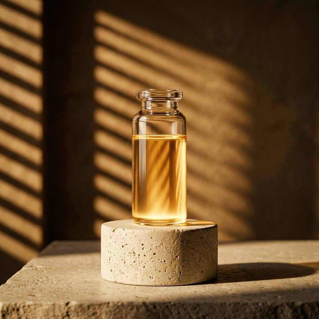 A golden vitamin infusion blend in warm light